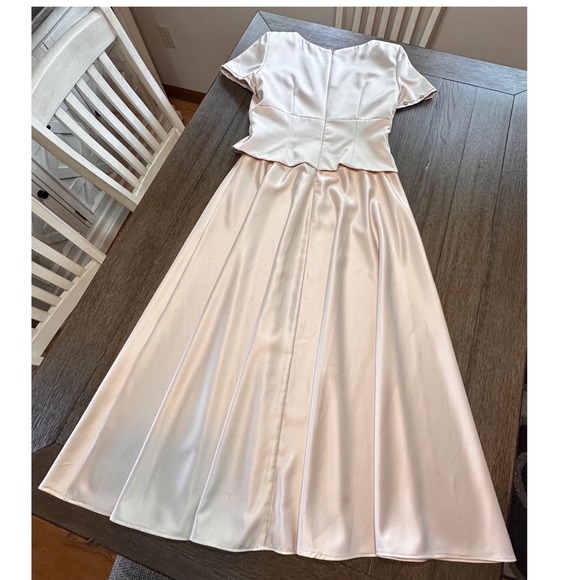 Vintage Stenay Champagne Formal Dress Size 12 Embellished‎ Evening Gown Maxi - Picture 3 of 14